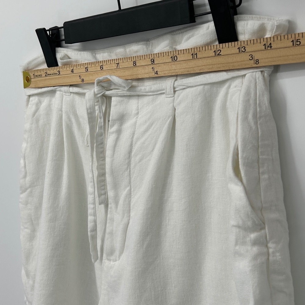 Abercrombie & Fitch White Linen Blend Paperbag Waist Shorts Womens Medium M - Picture 6 of 8